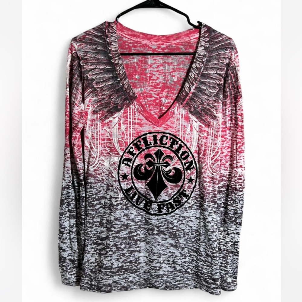 Affliction Black and White Cotton-Blend Tee